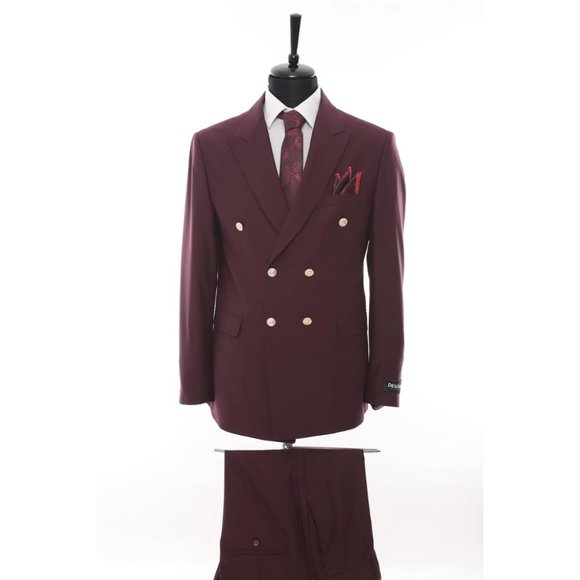 Derman Double Breasted Burgundy Royal Suit - Picture 1 of 5